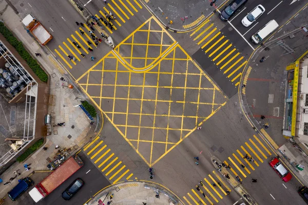 Kwun Tong Hong Kong Fevereiro 2020 Vista Superior Tráfego Cidade — Fotografia de Stock