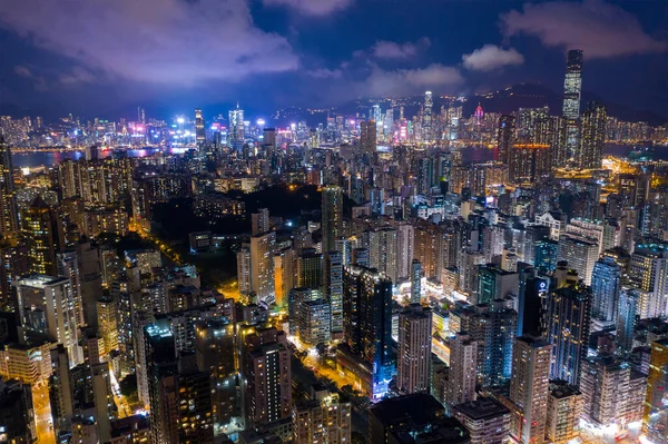 Město Kowloon Hongkong Dubna 2020 Pohled Město Hongkong Noci — Stock fotografie