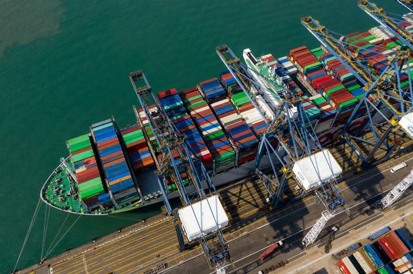 Kwai Tsing Hongkong Marraskuu 2019 Top View Cargo Container Port — kuvapankkivalokuva