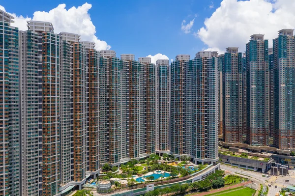 Tseung Kwan Hongkong Maj 2020 Byggnad Skyskrapa Vindrutan Byggnader — Stockfoto