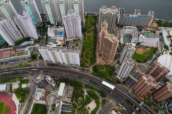 Ma On Shan, Hong Kong,14 June 2020: Top view of Hong Kong city