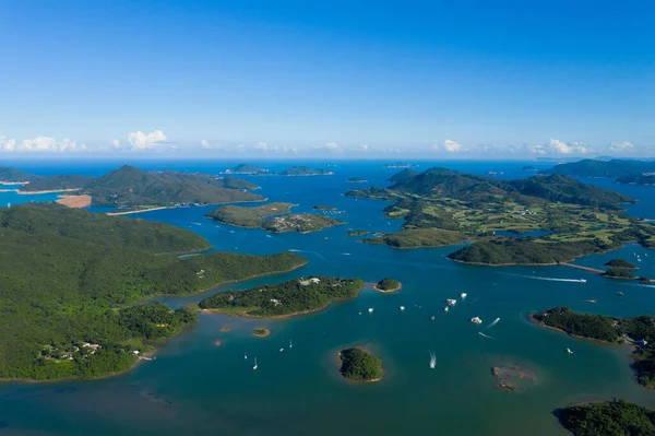 Drone Volar Sobre Mar Isla — Foto de Stock