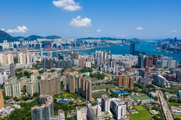 Kowloon Hong Kong Septiembre 2019 Vista Aérea Ciudad Hong Kong —  Fotos de Stock