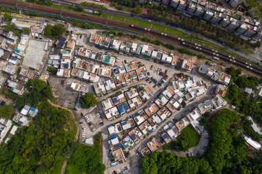 Tai Po, Hong Kong 17 Mayıs 2020: Hong Kong 'daki köy manzarası