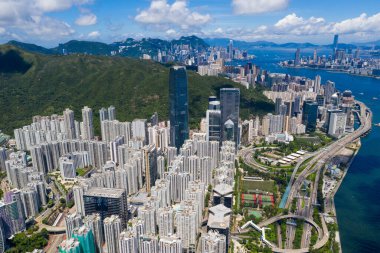 Sai Wan Ho, Hong Kong 23 Haziran 2020: Hong Kong şehrinin en iyi manzarası