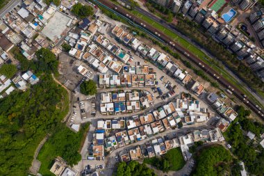 Tai Po, Hong Kong 17 Mayıs 2020: Hong Kong köyünün en iyi manzarası