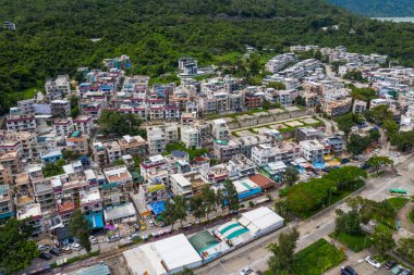 Tai Po, Hong Kong 13 Haziran 2020: Hong Kong köyünün en iyi manzarası