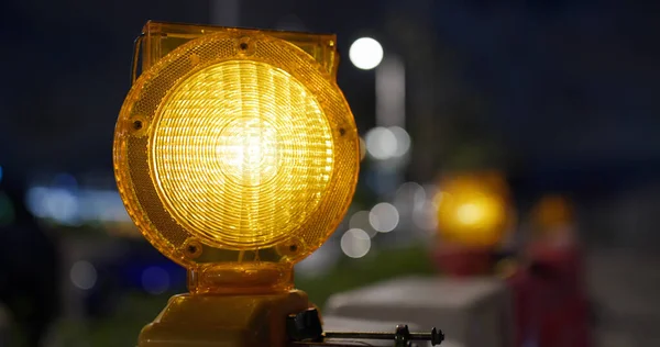 Yellow Caution Light Street — Stock Photo, Image