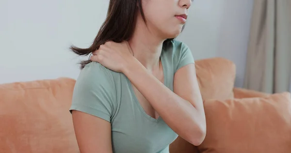 Woman Tired Shoulder Pain — Stock Photo, Image