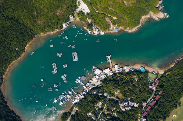 Drone Fritar Sobre Ilha Paisagem Hong Kong — Fotografia de Stock