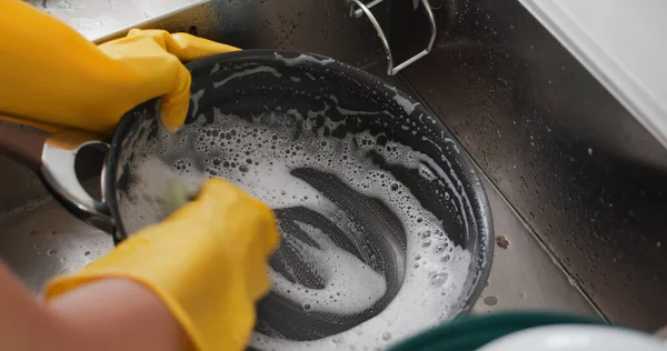 Huisvrouw Afwas Keuken — Stockfoto