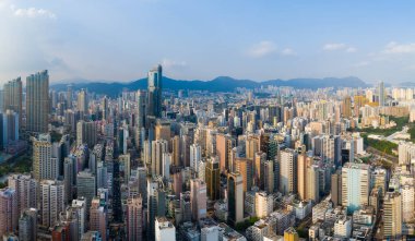Mong Kok, Hong Kong 10 Eylül 2019: Hong Kong şehrinin en iyi manzarası