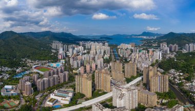 Tai Po, Hong Kong 17 Mayıs 2020: Hong Kong şehrinin en iyi manzarası