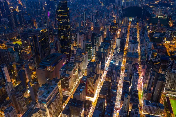 Mong Kok Hong Kong Październik 2019 Widok Góry Noc Hongkongu — Zdjęcie stockowe