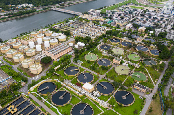 Sha Tin, Hong Kong 17 March 2019: Sewage treatment plant in Hong Kong 