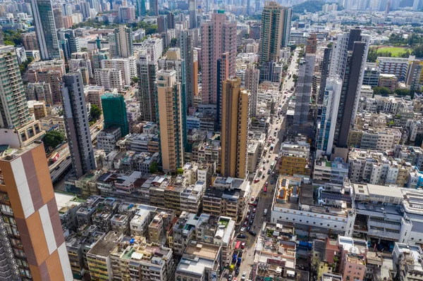 Kowloon Stad Hong Kong Juli 2020 Drone Flyga Över Hong — Stockfoto