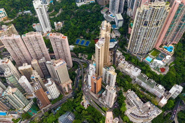 Central Hong Kong July 2020 Top View Hong Kong City — Stock Photo, Image