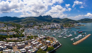Sai Kung, Hong Kong 25 Temmuz 2020: Hong Kong Sai Kung şehrin en üst görüntüsü
