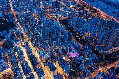 Mong Kok, Hong Kong 26 Temmuz 2020: Akşam üstü Hong Kong manzarası