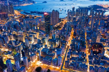 Mong Kok, Hong Kong 26 Temmuz 2020: Akşam üstü Hong Kong manzarası