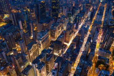 Mong Kok, Hong Kong 08 Ekim 2019: Hong Kong gecesinin en iyi manzarası