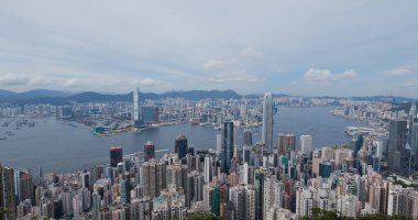Victoria Peak, Hong Kong 30 Temmuz 2020: Hong Kong şehir silüeti