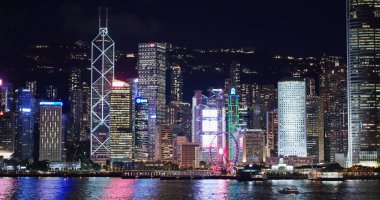 Victoria Limanı, Hong Kong 26 Temmuz 2020: Geceleyin Hong Kong dönüm noktası
