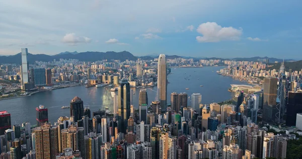 Victoria Peak Hong Kong Julio 2020 Hito Horizonte Ciudad Hong — Foto de Stock