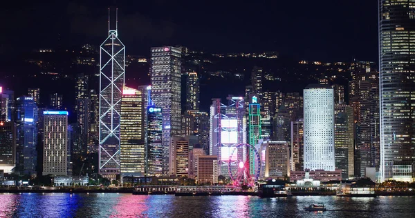 Victoria Harbor Hongkong Juli 2020 Hongkongs Wahrzeichen Bei Nacht — Stockfoto