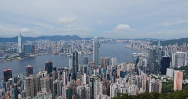 Victoria Peak, Hong Kong 30 Temmuz 2020: Hong Kong şehir silüeti
