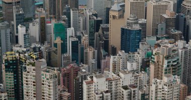 Victoria Limanı, Hong Kong 17 Temmuz 2020: Hong Kong silueti