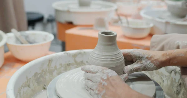 Hacer Olla Cerámica Torno Rueda Cerámica — Foto de Stock