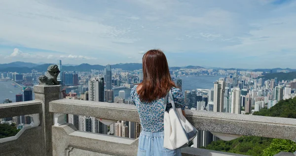 Žena Cestování Hong Kong City — Stock fotografie
