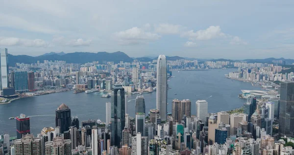 Victoria Peak, Hong Kong 15 Temmuz 2020: Hong Kong şehir silüeti