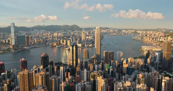 Victoria Peak Hongkong Juli 2020 Hongkongs Stadssiluett Vid Solnedgången — Stockfoto