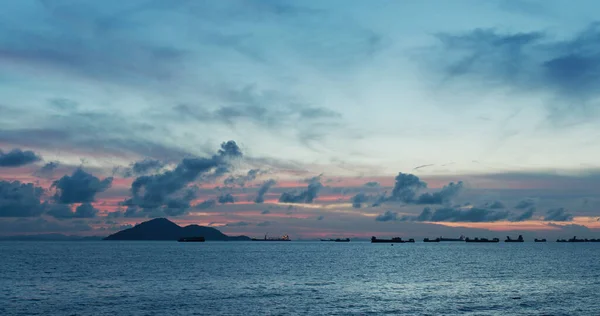 Meer Und Himmel Mit Insel Bei Sonnenuntergang — Stockfoto