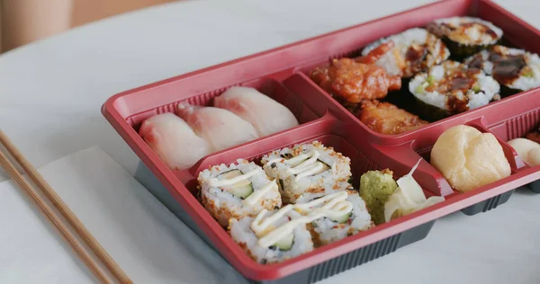 Finom Japán Sushi Uzsonnás Doboz — Stock Fotó