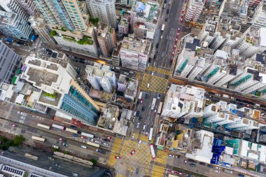 Sham Shui Po, Hong Kong 06 Ağustos 2020: Hong Kong şehrinin en iyi manzarası