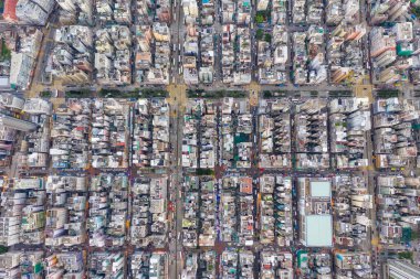 Sham Shui Po, Hong Kong 06 Ağustos 2020: Hong Kong şehrinin en iyi manzarası