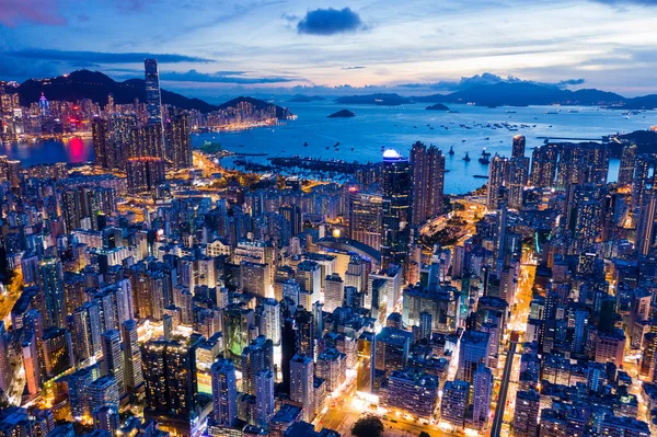 Mong Kok Hong Kong Juillet 2020 Vue Dessus Soirée Hong — Photo
