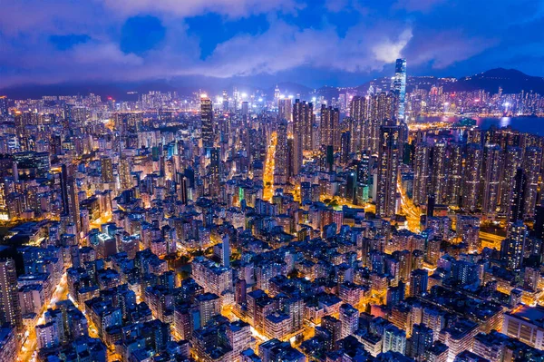 Sham Shui Hong Kong Ağustos 2020 Geceleri Hong Kong Şehrinin — Stok fotoğraf