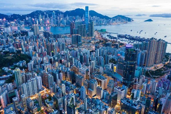 Mong Kok Hong Kong Července 2020 Pohled Shora Dolů Město — Stock fotografie