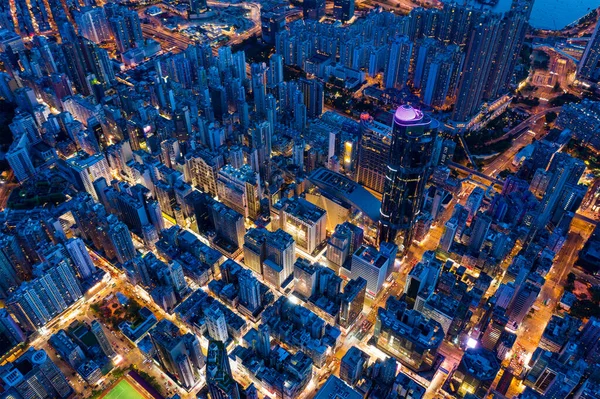 Mong Kok Hong Kong Julio 2020 Vista Superior Noche Ciudad — Foto de Stock