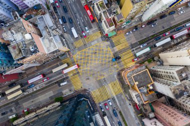 Sham Shui Po, Hong Kong 06 Ağustos 2020: Hong Kong şehrinin en iyi manzarası