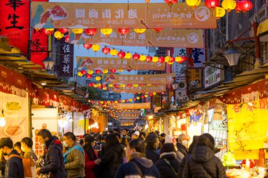 Taipei, Tayvan - 26 Ocak 2024: Taipei 'de geleneksel Lunar Yeni Yıl sokak pazarı