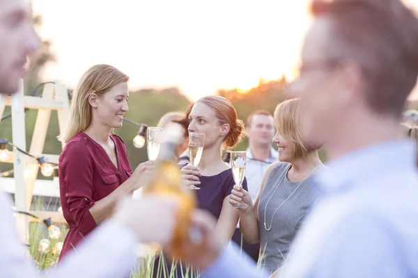 Üzleti Kollégák Élvezi Siker Party Tetőn Alatt — Stock Fotó