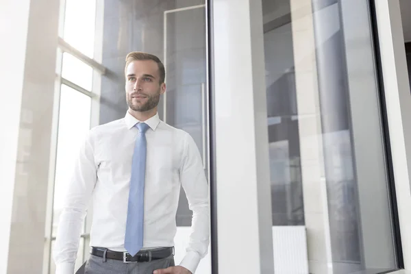 Handsome Young Businessman Standing New Office — Stock Photo, Image