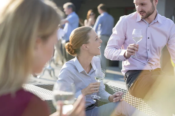 Business Colleagues Talking While Success Party Rooftop — Stock Photo, Image