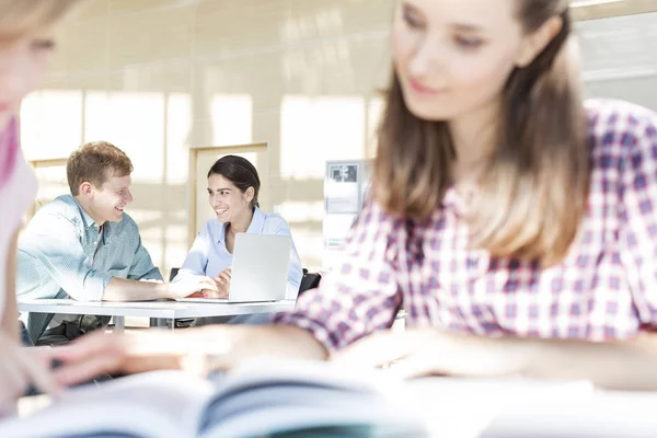 Smiling Friends Studying Together Library University Royalty Free Stock Images