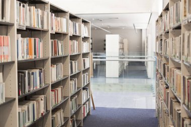 Kitap raflarında Üniversitesi Kütüphanesi'nde düzenlenen